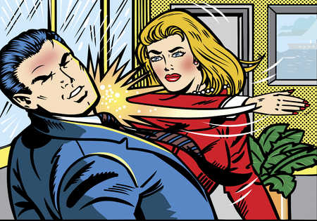 woman slapping man