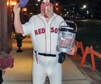 Ted Williams carrying brain costume