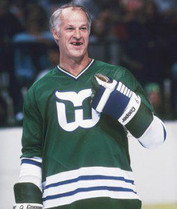 Howe in 1979 still playing, this time as forward for the Whalers'
