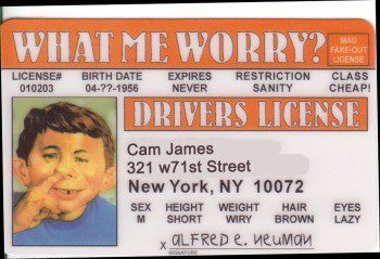 Alfred E Newman license Cam James