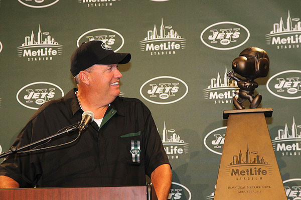 Rex Ryan and Snoopy Trophy