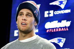 New England Patriots quarterback Tom Brady speaks at a news conference in Foxborough, Mass., Thursday, Jan. 22, 2015 as he addresses the issue of the NFL investigation of deflated footballs. (AP Photo/Elise Amendola)