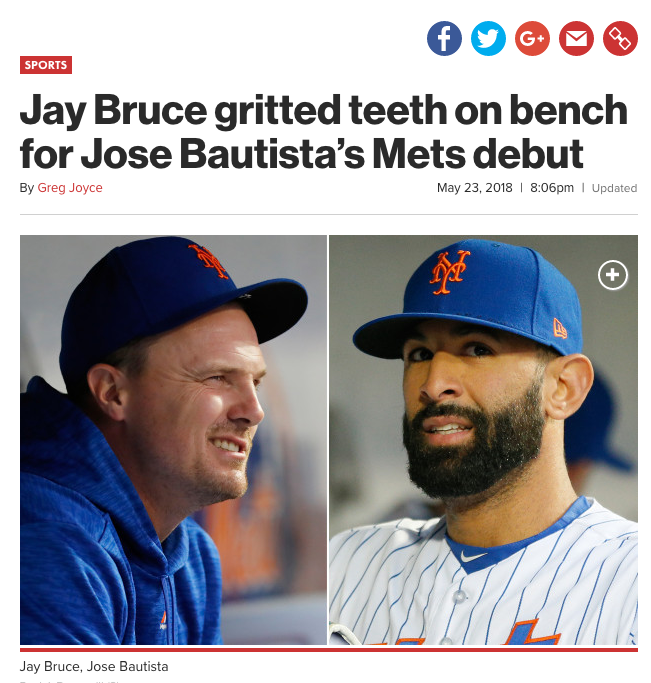 Jay Bruce gritted teeth on bench for Jose Bautista’s Mets debut, George Steinbrenner