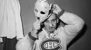 The face of hockey goalie Terry Sawchuk before masks became