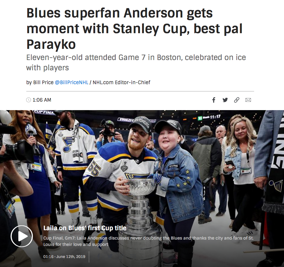 Meet_The_Matts, Blues superfan Laila Anderson kisses Stanley Cup, Parayko