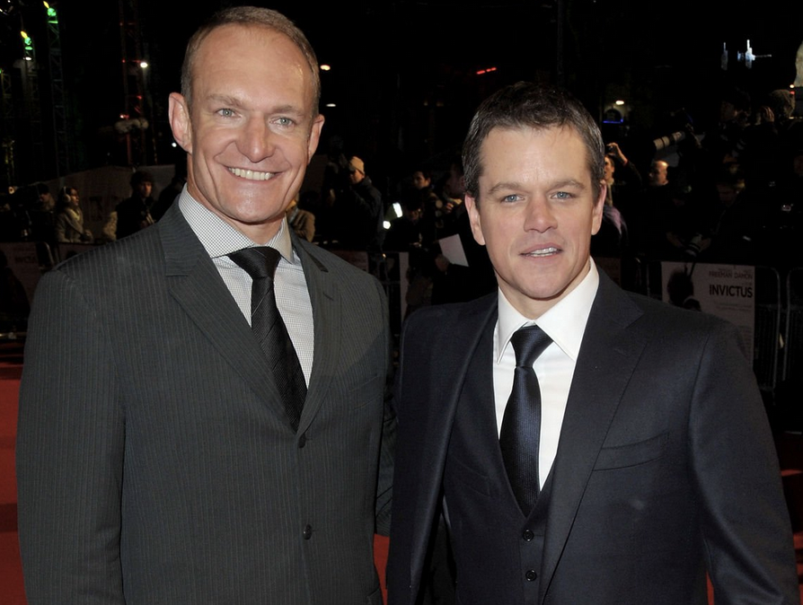 Francois Pienaar and actor Matt Damon attends the "Invictus" 